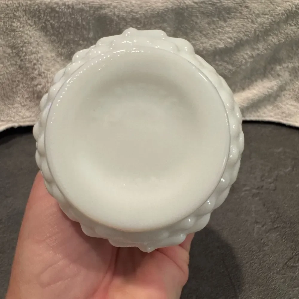 Vintage Elegant White Milk Glass Hobnail Vase